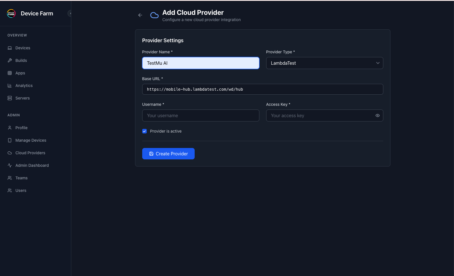 Add Cloud Provider
